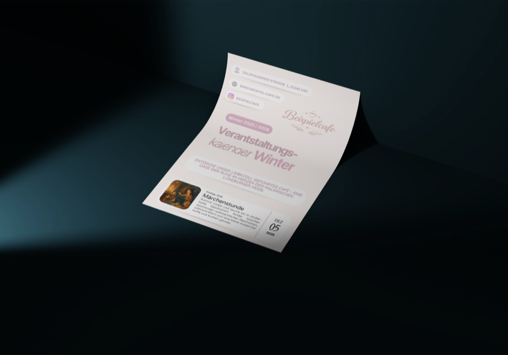 Professionell gestalteter Flyer für ein Café